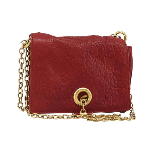 Saint Laurent Chain Leather, Red, Leather, Shoulder Bag