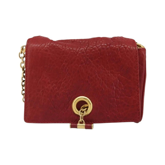 Saint Laurent Chain Leather, Red, Leather, Shoulder Bag