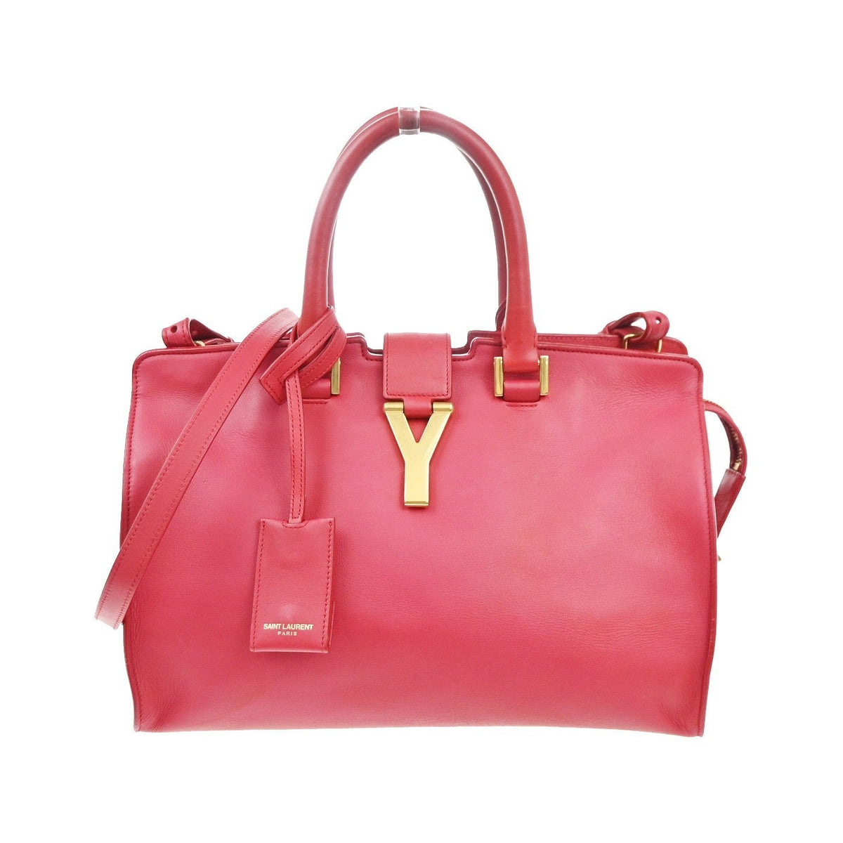 Saint Laurent Chyc Cabas Leather, Red, Leather, Tote Bag