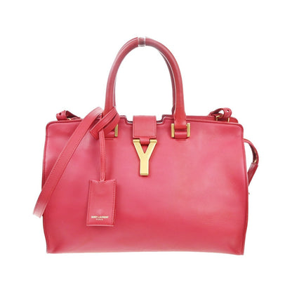 Saint Laurent Chyc Cabas Leather, Red, Leather, Tote Bag
