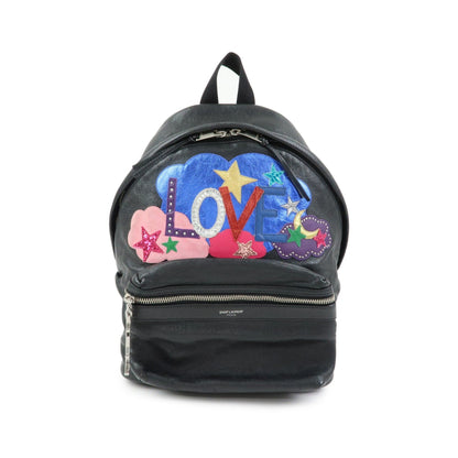 Saint Laurent City Patchwork Leather, Black, Leather, Backpack