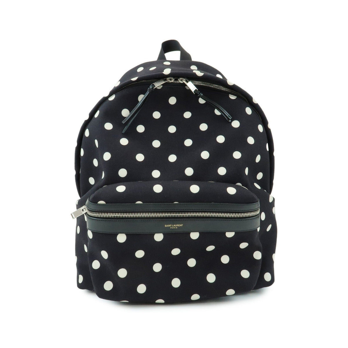 Saint Laurent City Printed Canvas, Black, Canvas, Backpack