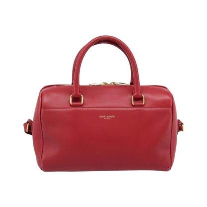 Saint Laurent Classic Baby Duffle Leather, Red, Leather, Handbag
