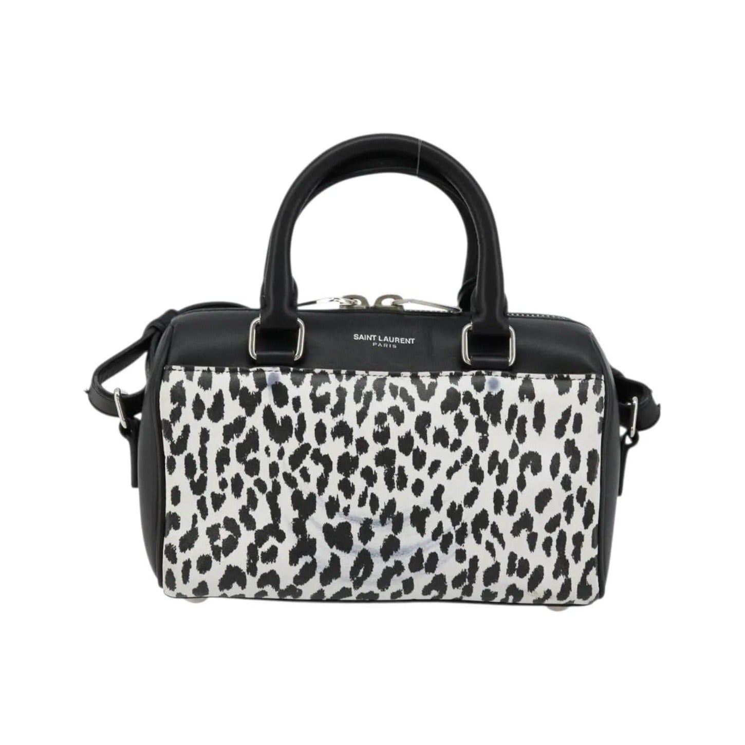 Saint Laurent Classic Baby Duffle Printed Leather, Black, Leather, Handbag