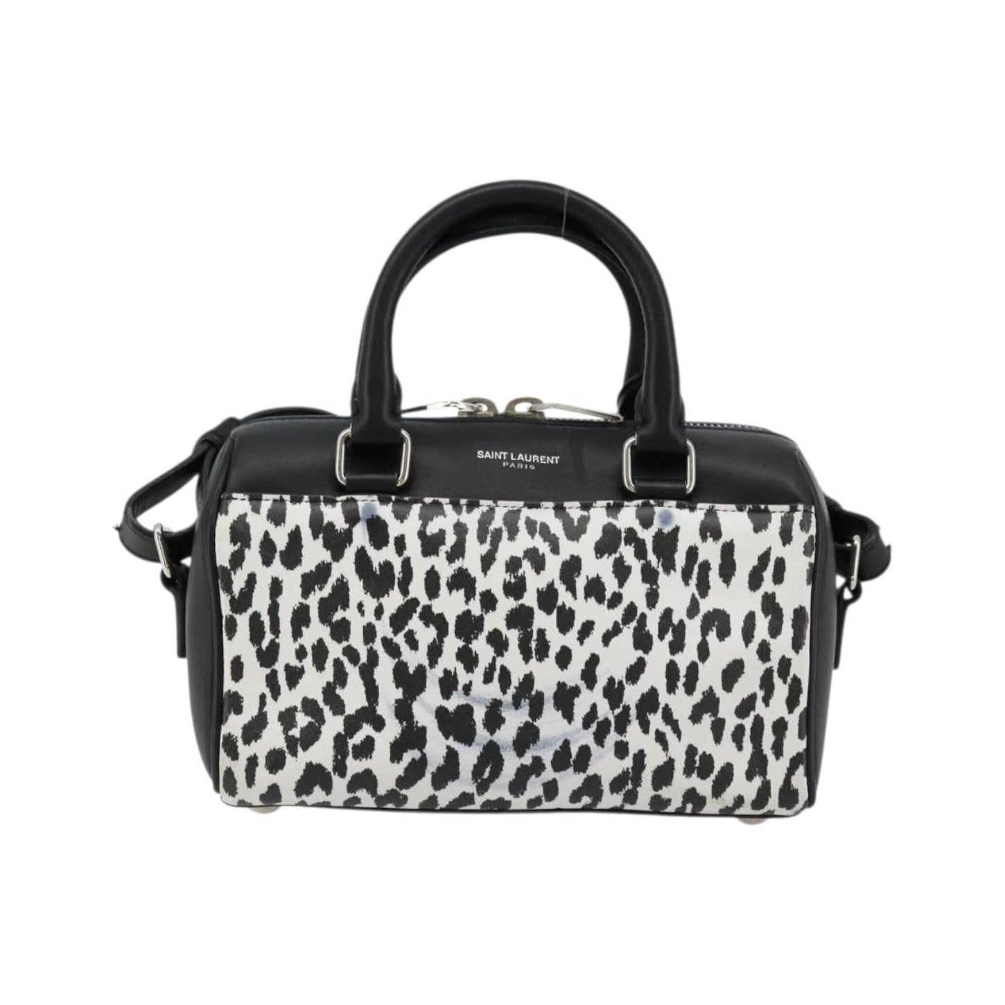 Saint Laurent Classic Baby Duffle Printed Leather, Black, Leather, Handbag