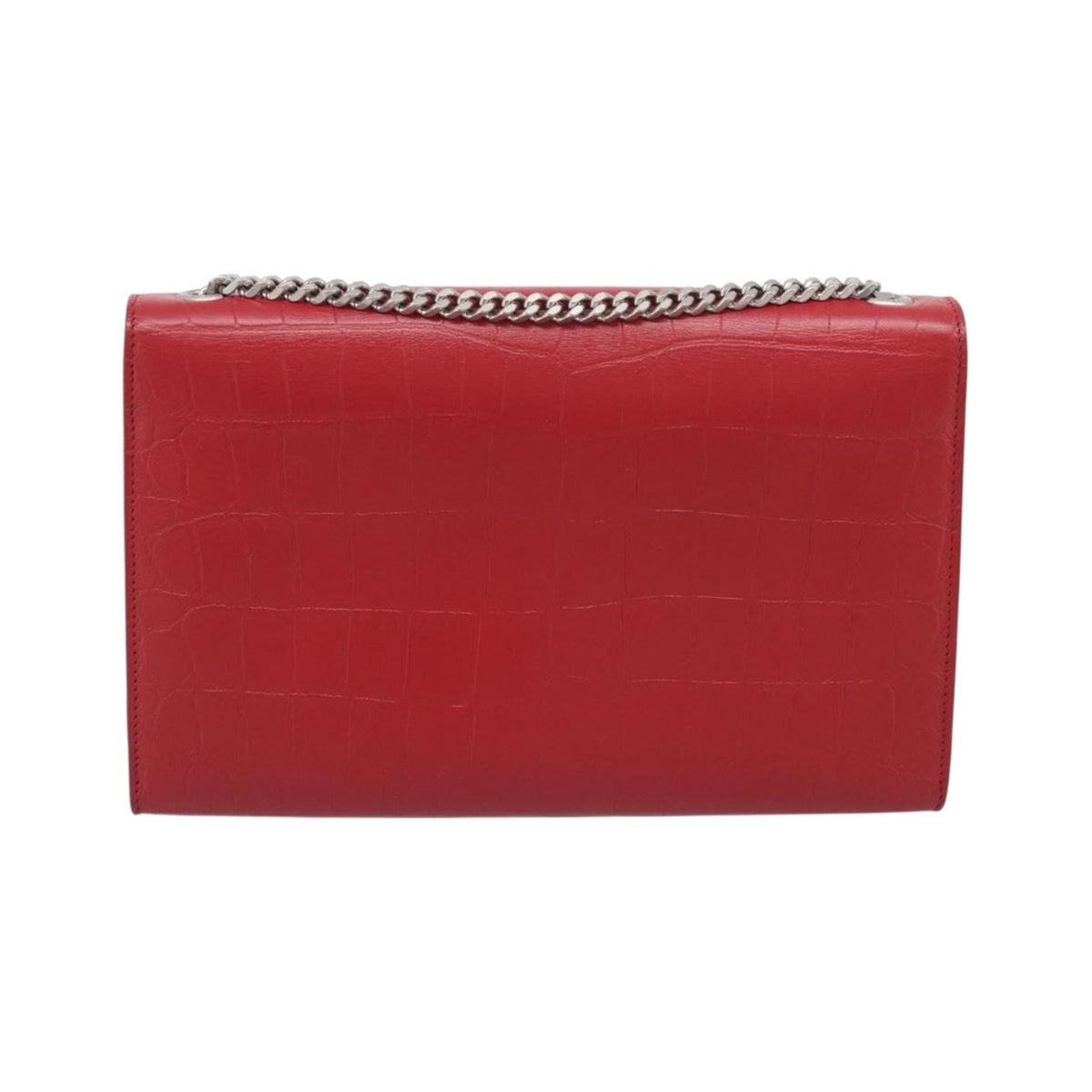Saint Laurent Classic Monogram Crocodile Embossed Leather, Red, Leather, Crossbody Bag
