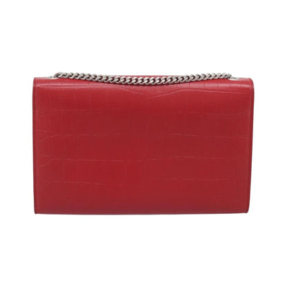 Saint Laurent Classic Monogram Crocodile Embossed Leather, Red, Leather, Crossbody Bag