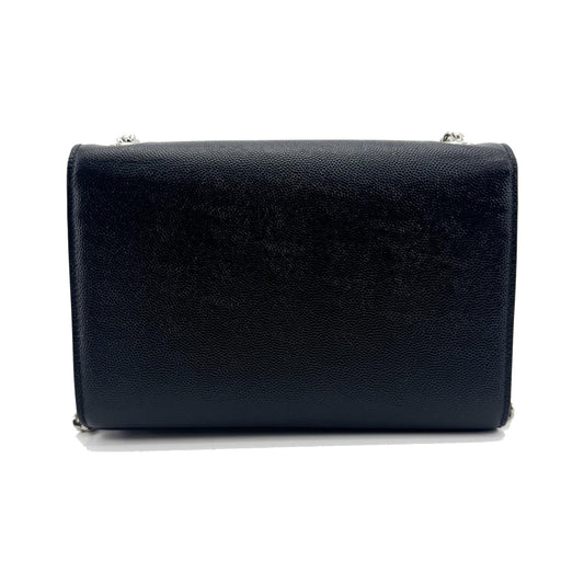 Saint Laurent Classic Monogram Flap Chain Leather, Black, Leather, Crossbody Bag