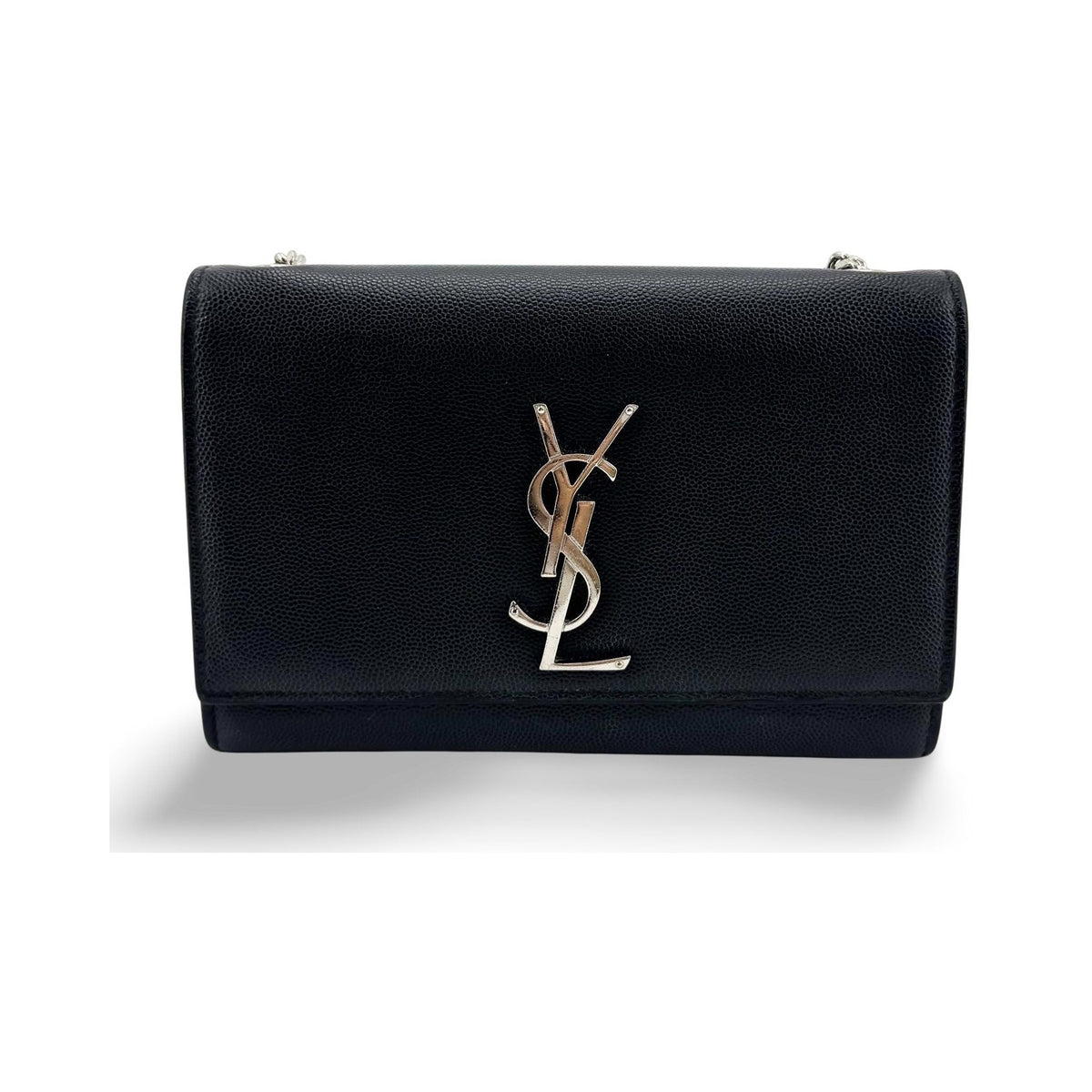 Saint Laurent Classic Monogram Grainy Leather, Black, Leather, Crossbody Bag