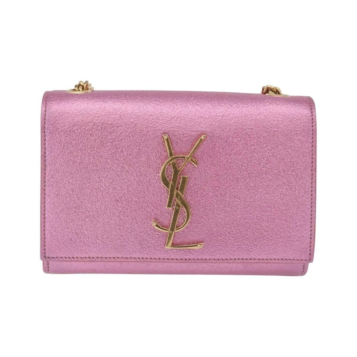 Saint Laurent Classic Monogram Metallic Leather, Pink, Leather, Crossbody Bag