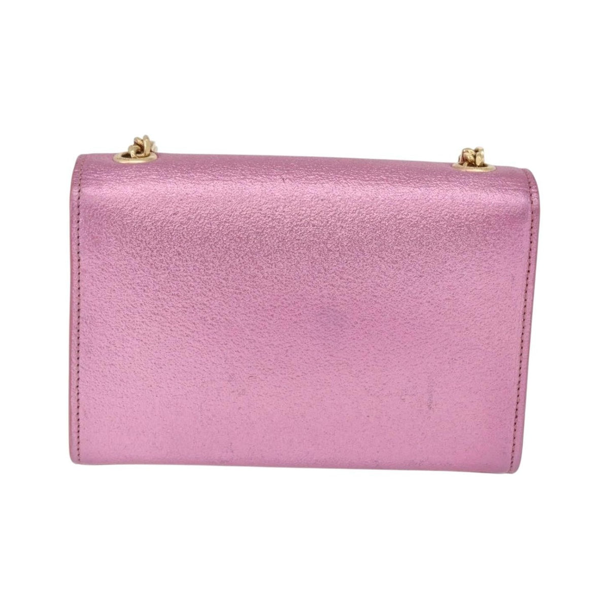 Saint Laurent Classic Monogram Metallic Leather, Pink, Leather, Crossbody Bag