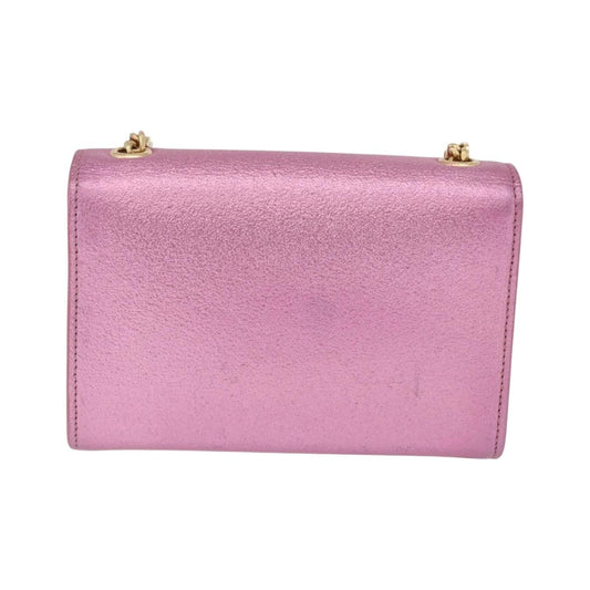 Saint Laurent Classic Monogram Metallic Leather, Pink, Leather, Crossbody Bag