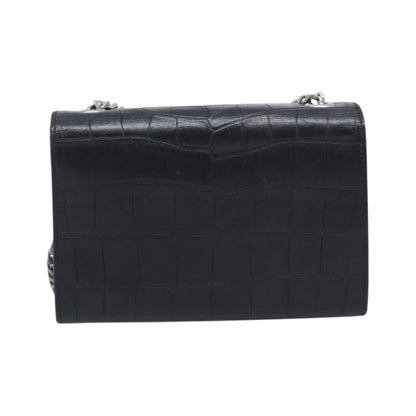 Saint Laurent Classic Monogram Tassel Chain Crocodile Embossed Leather, Black, Leather, Crossbody Bag