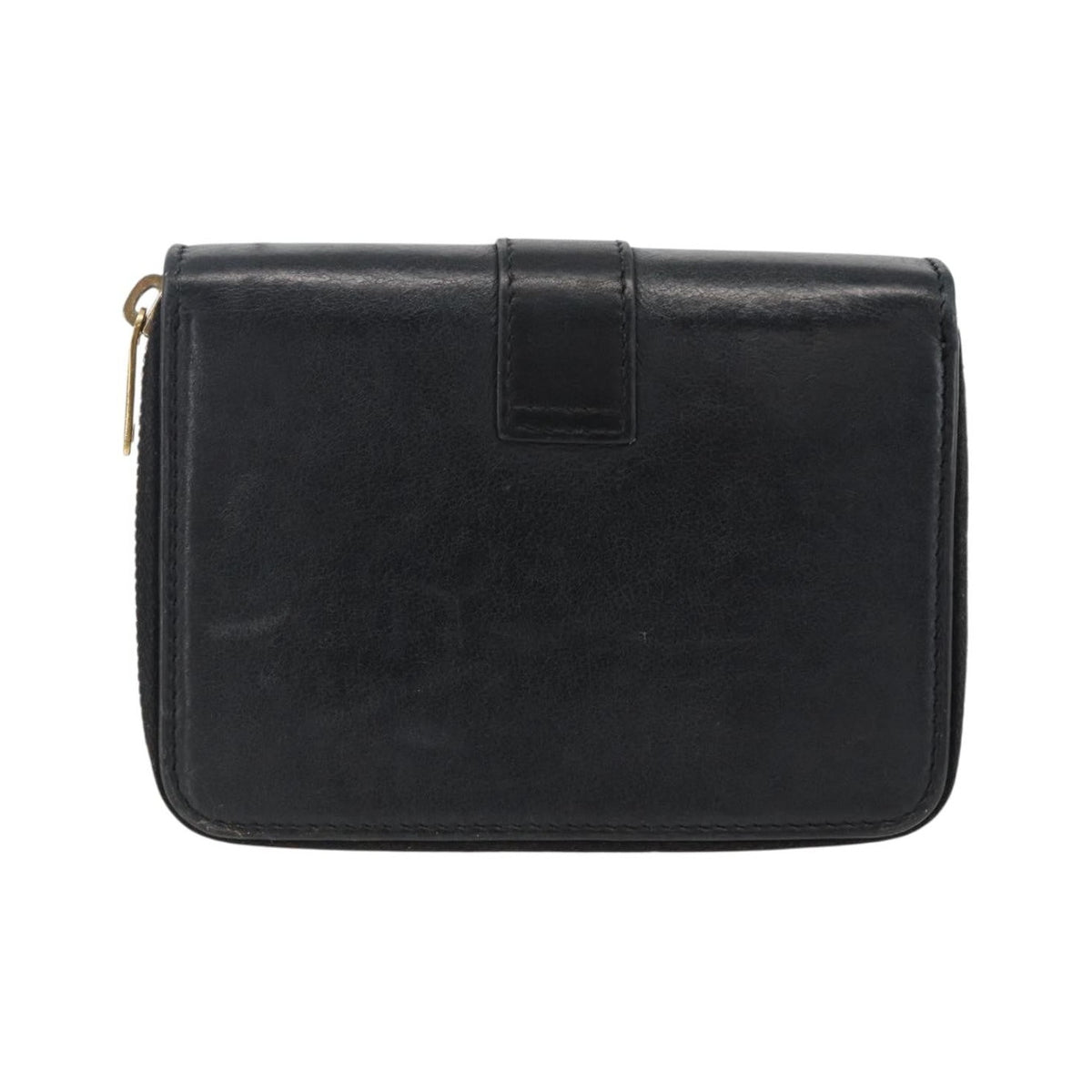 Saint Laurent Classic Monogram YSL Line Zip Around Leather, Black, Leather, Wallet