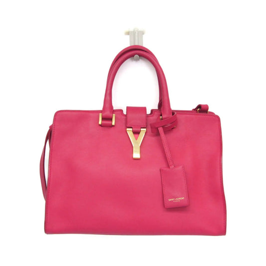 Saint Laurent Classic Y Cabas Leather, Pink, Leather, Handbag