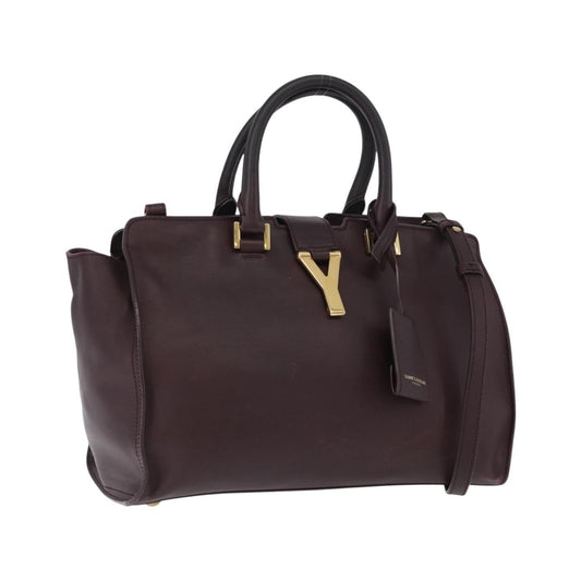 Saint Laurent Classic Y Cabas Leather, Purple, Leather, Tote Bag