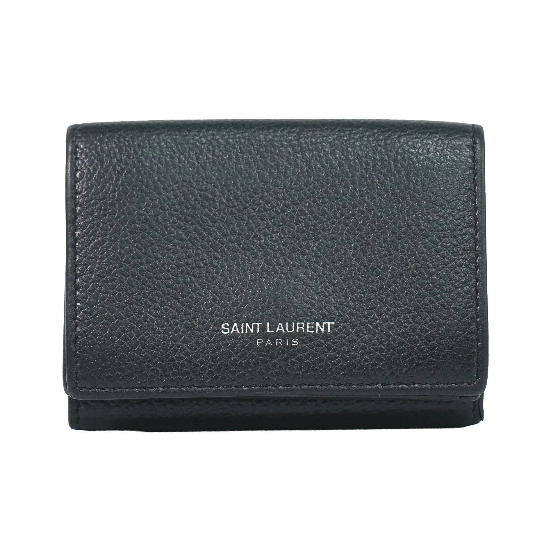 Saint Laurent Compact Matelasse Leather, Black, Leather, Wallet