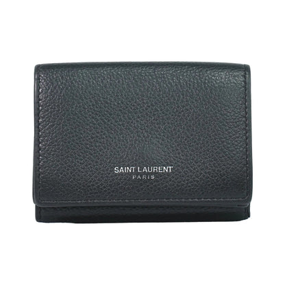 Saint Laurent Compact Matelasse Leather, Black, Leather, Wallet