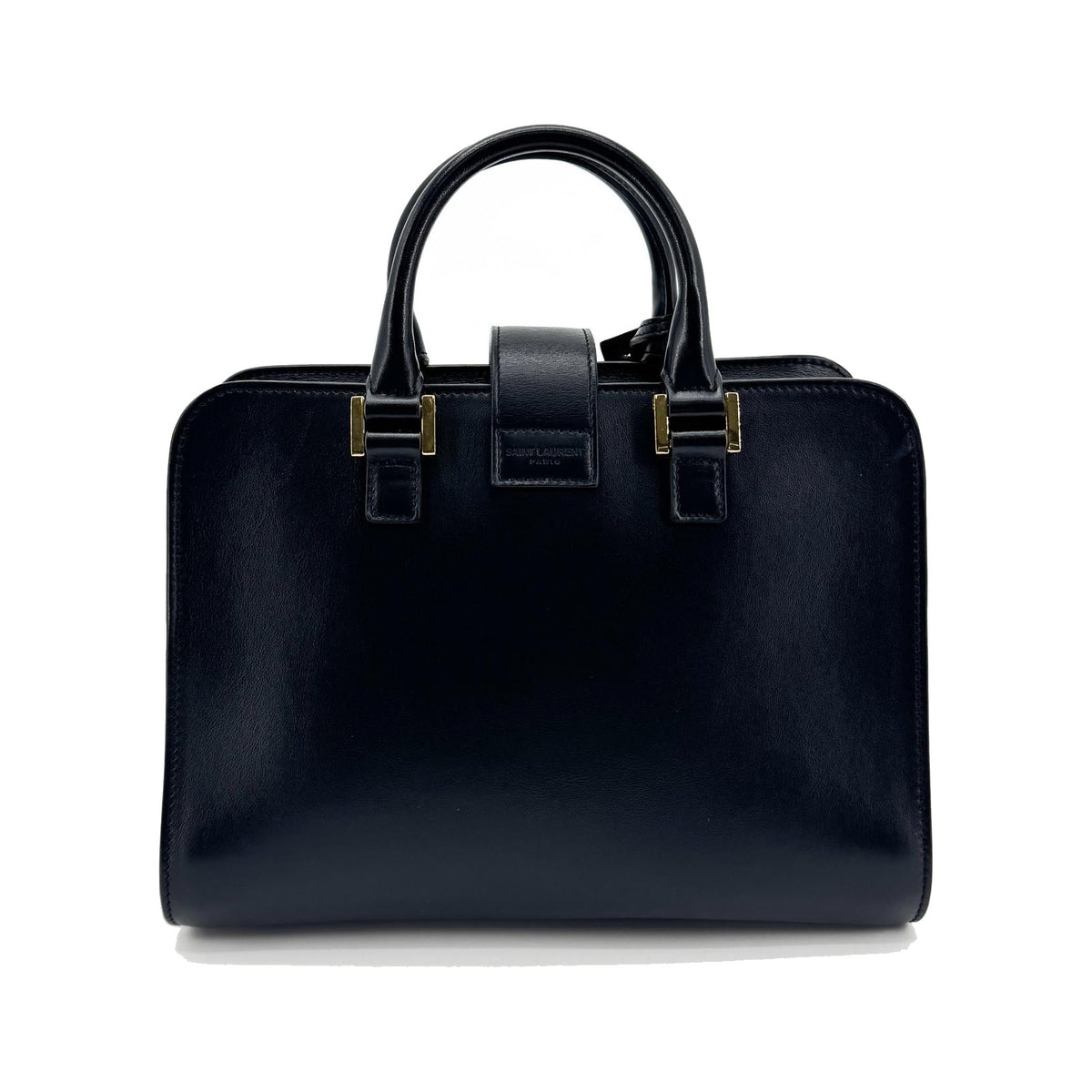 Saint Laurent Convertible Monogram Cabas Leather, Black, Leather, Tote Bag