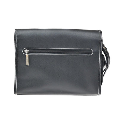 Saint Laurent Front Logo Plaque Convertible Clutch Leather, Black, Leather, Clutch