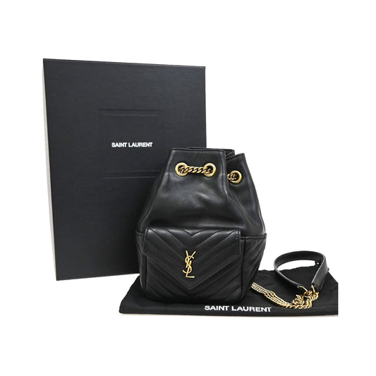 Saint Laurent Joe Bucket Matelasse Chevron Leather, Black, Leather, Handbag