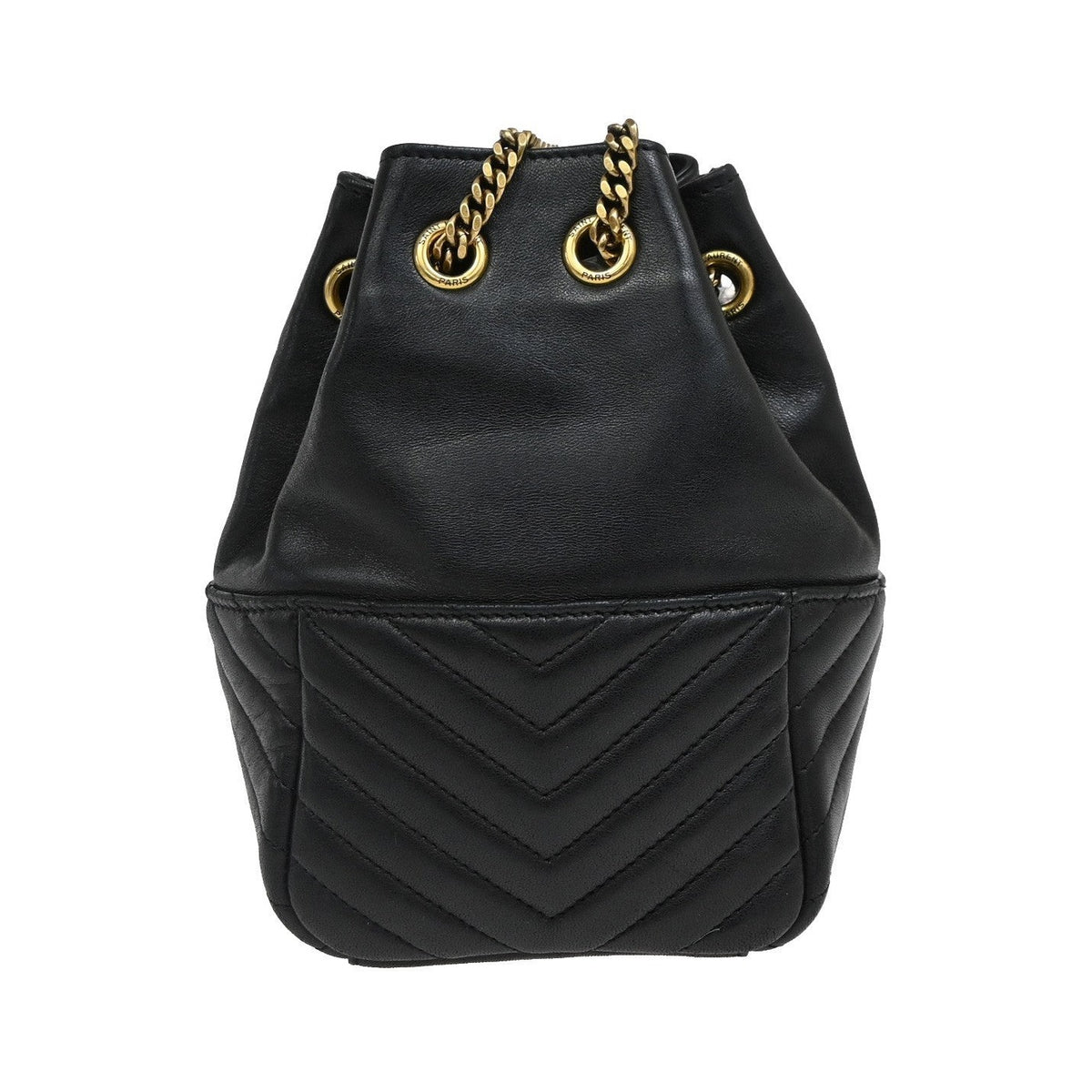 Saint Laurent Joe Bucket Matelasse Chevron Leather, Black, Leather, Handbag