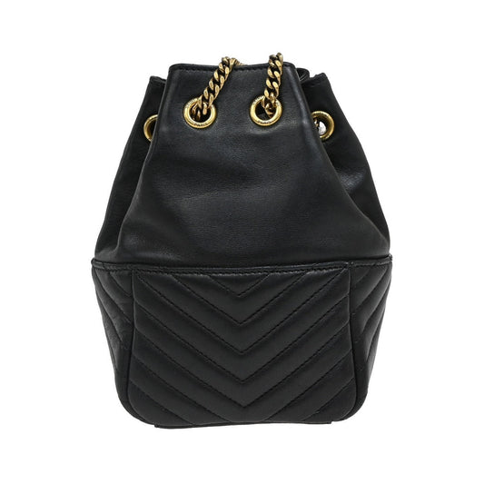Saint Laurent Joe Bucket Matelasse Chevron Leather, Black, Leather, Handbag