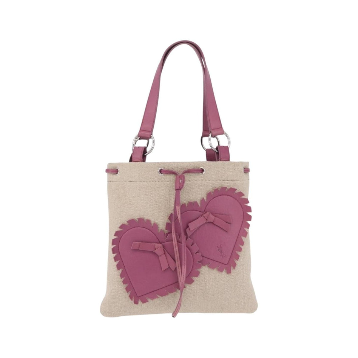 Saint Laurent Kahala Heart Tote Canvas, Beige, Canvas, Tote Bag