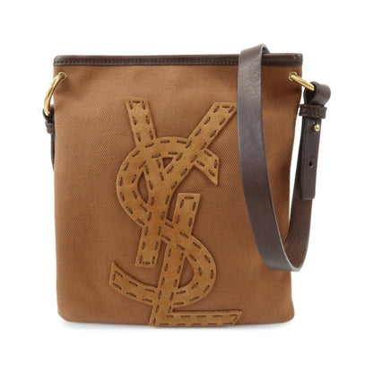 Saint Laurent Kahara Cassandra Canvas, Brown, Canvas, Shoulder Bag