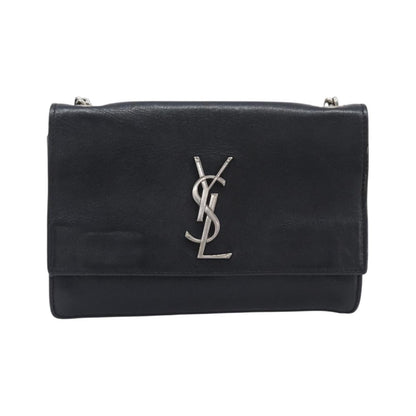 Saint Laurent Kate Box Leather, Black, Leather, Handbag