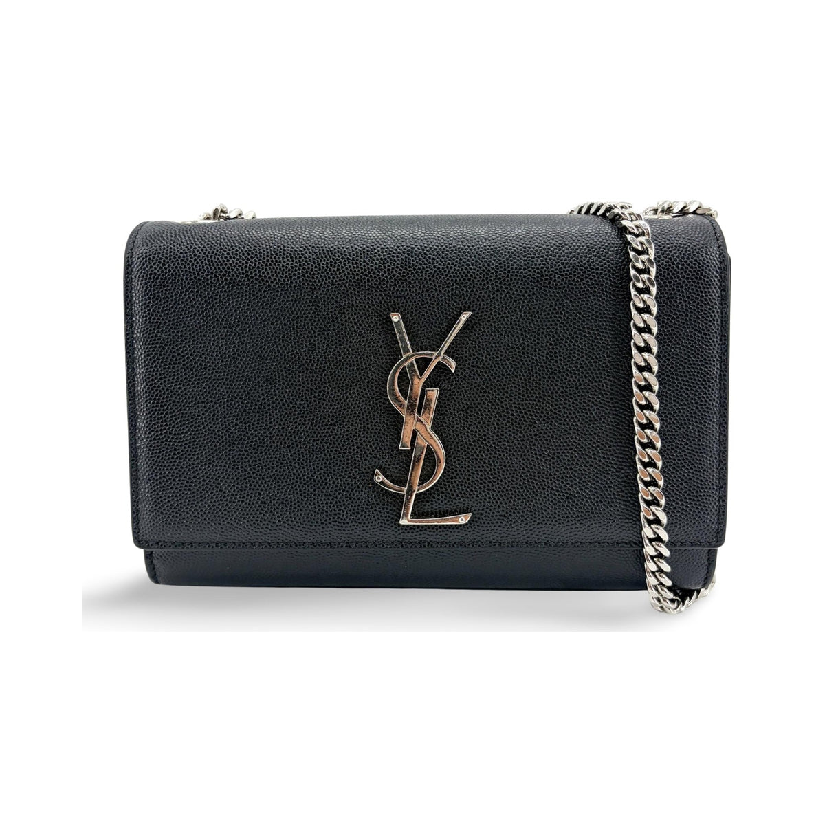 Saint Laurent Kate Crystal Embellished Patent, Black, Leather, Crossbody Bag