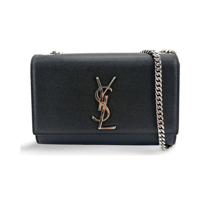 Saint Laurent Kate Crystal Embellished Patent, Black, Leather, Crossbody Bag