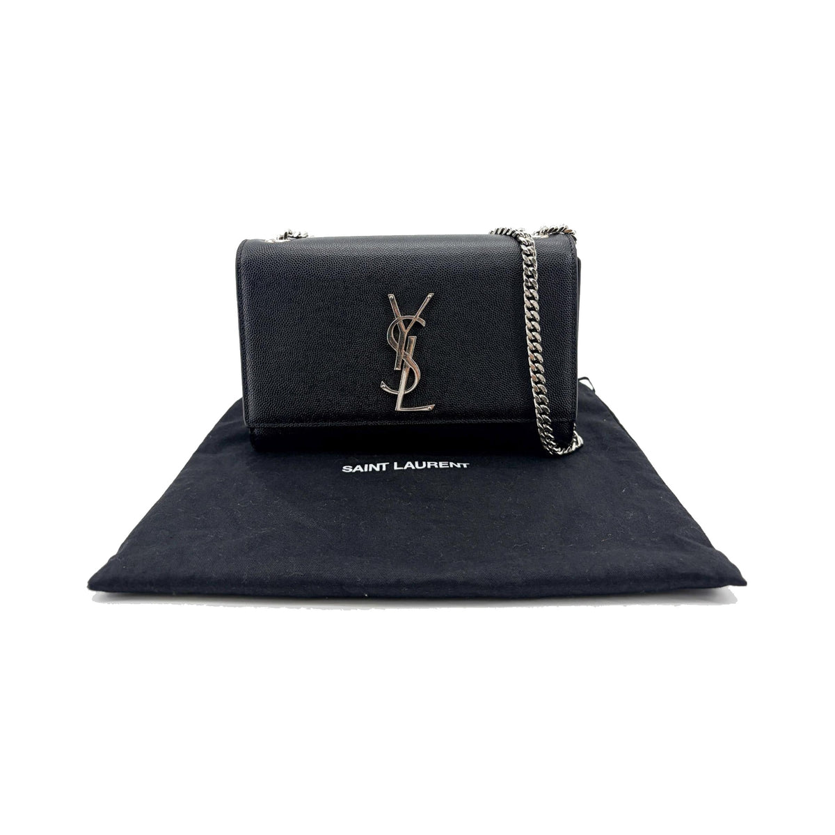 Saint Laurent Kate Crystal Embellished Patent, Black, Leather, Crossbody Bag