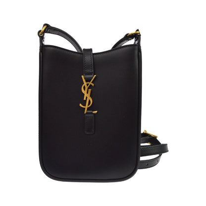 Saint Laurent Le 5 a 7 Vertical Leather, Black, Leather, Shoulder Bag