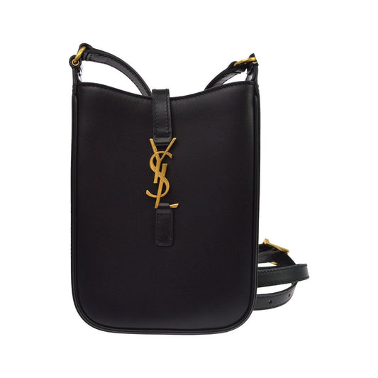 Saint Laurent Le 5 a 7 Vertical Leather, Black, Leather, Shoulder Bag