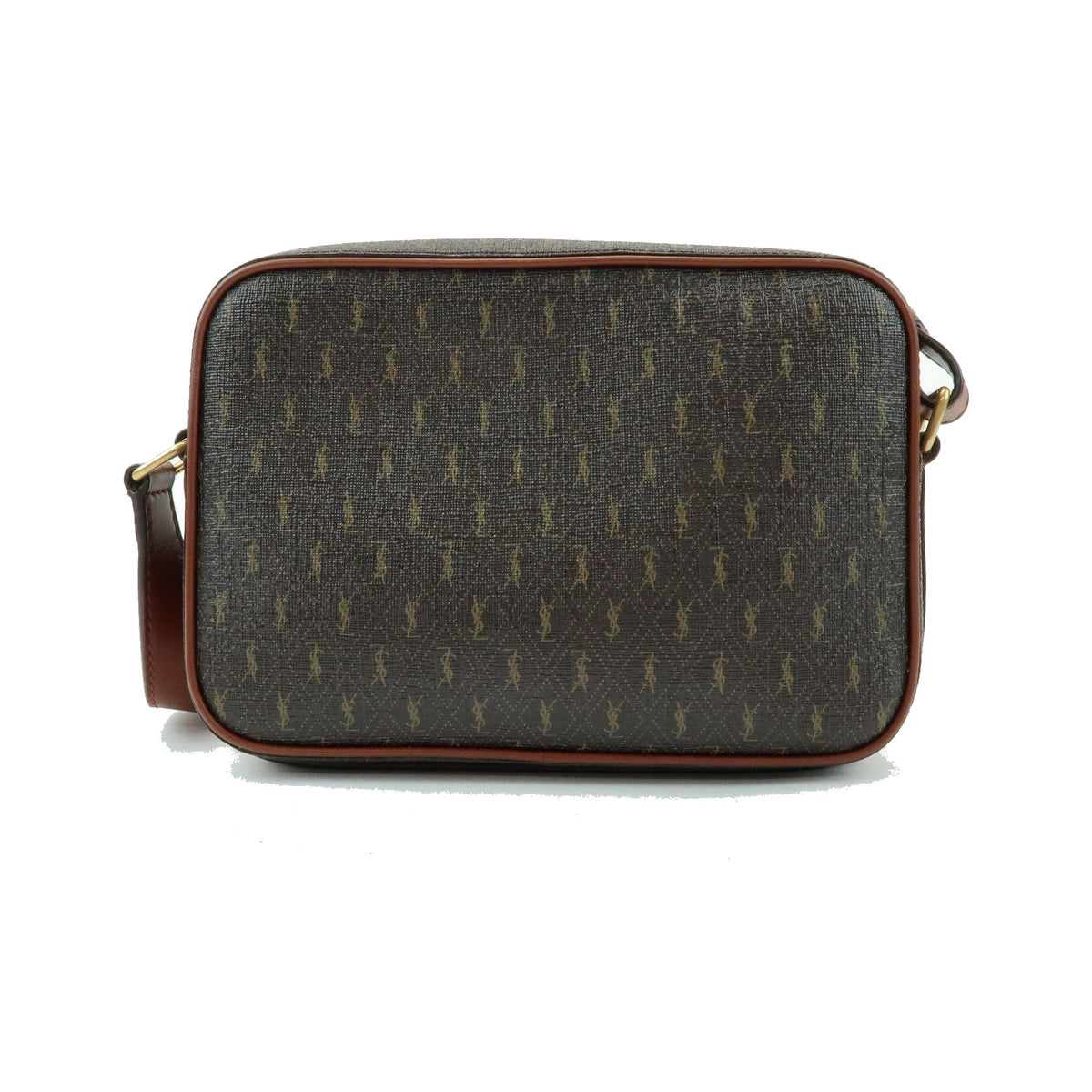 Saint Laurent Le Monogramme Camera Monogram All Over Coated Canvas and Leather, Brown, Canvas, Handbag
