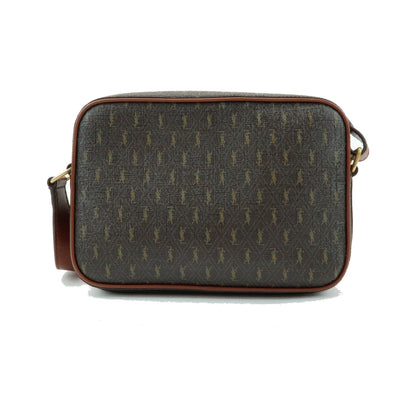 Saint Laurent Le Monogramme Camera Monogram All Over Coated Canvas and Leather, Brown, Canvas, Handbag