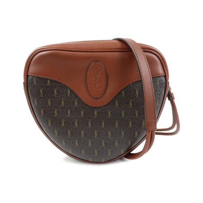 Saint Laurent Le Monogramme Coeur Monogram All Over Coated Canvas and Leather, Brown, Canvas, Handbag