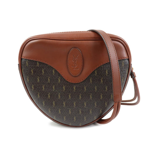 Saint Laurent Le Monogramme Coeur Monogram All Over Coated Canvas and Leather, Brown, Canvas, Handbag