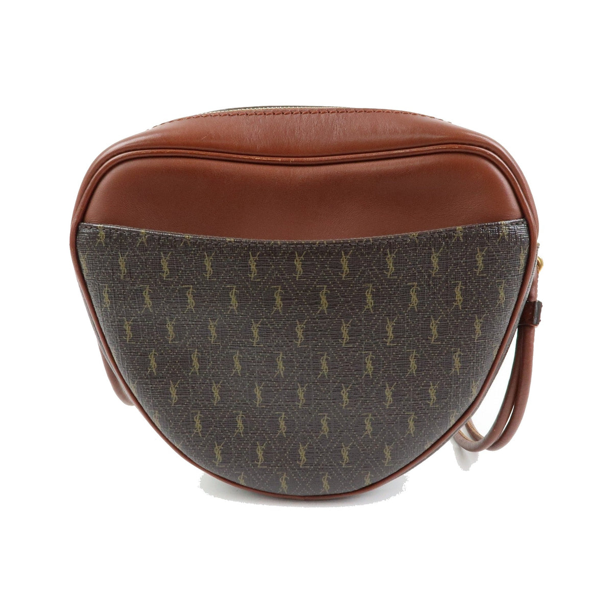 Saint Laurent Le Monogramme Coeur Monogram All Over Coated Canvas and Leather, Brown, Canvas, Handbag
