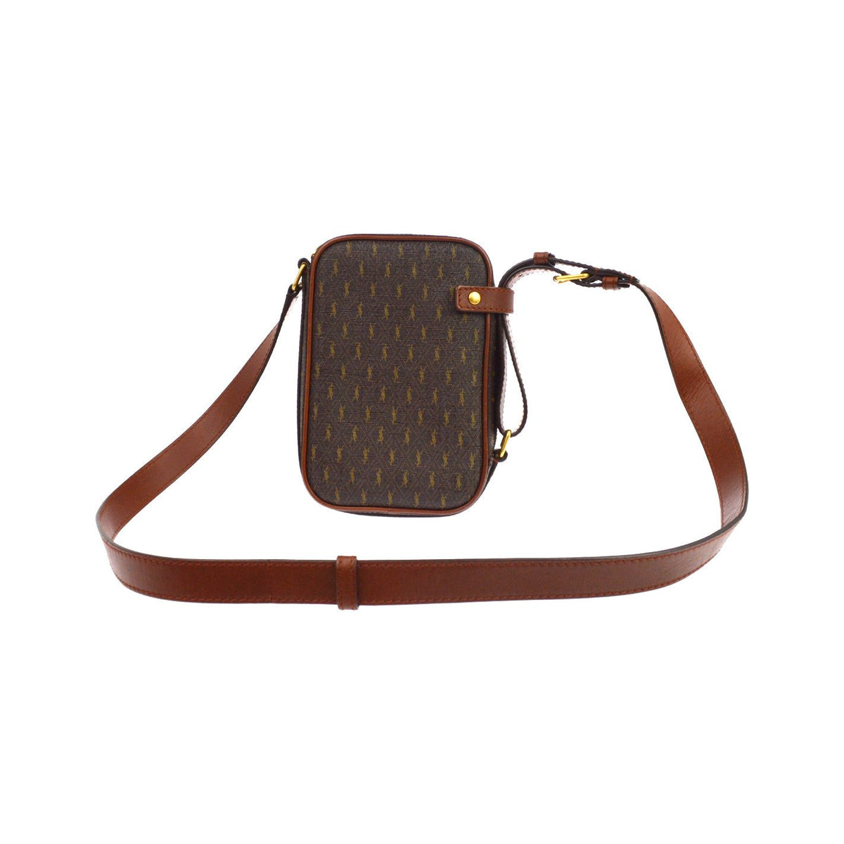 Saint Laurent Le Monogramme Monogram All Over Coated Canvas and Leather, Brown, Canvas, Crossbody Bag
