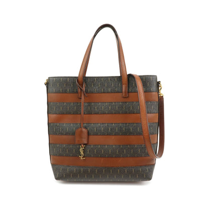 Saint Laurent Le Monogramme Shopper Monogram All Over Coated Canvas and Leather, Brown, PVC, Tote Bag