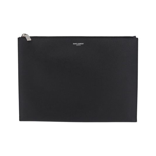 Saint Laurent Letters Zip Clutch Leather, Black, Leather, Clutch