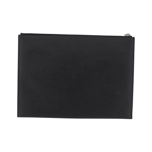 Saint Laurent Letters Zip Clutch Leather, Black, Leather, Clutch