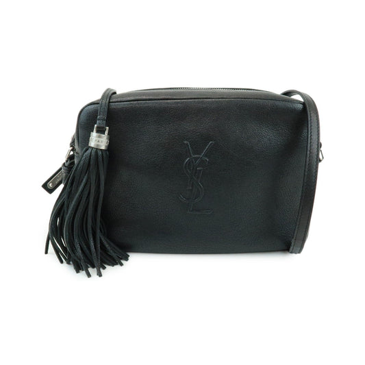 Saint Laurent Lou Camera Leather, Black, Leather, Handbag