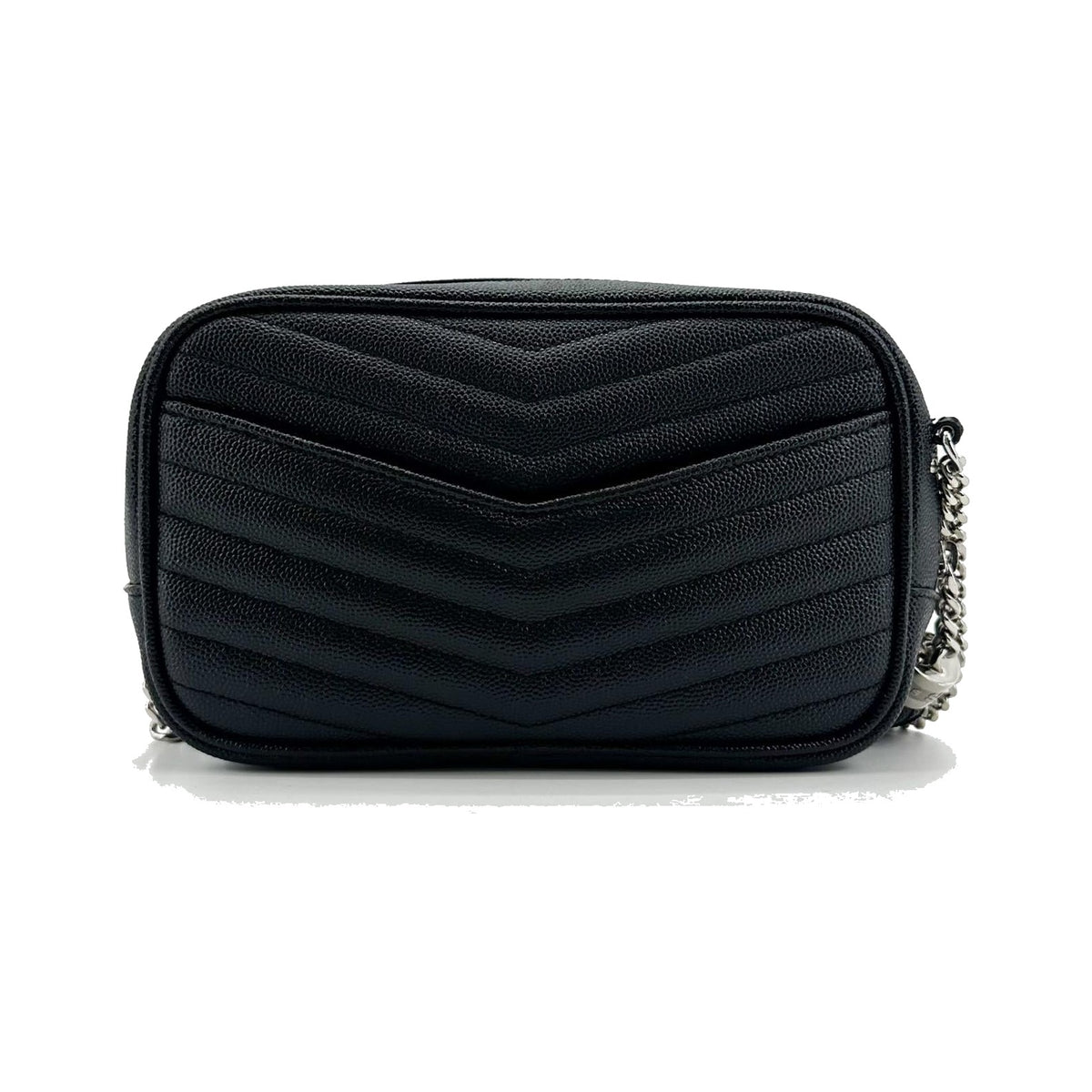 Saint Laurent Lou Camera Matelasse Chevron Leather, Black, Calfskin, Handbag