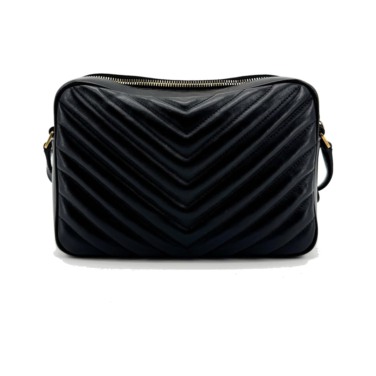 Saint Laurent Lou Camera Matelasse Chevron Leather, Black, Calfskin, Handbag