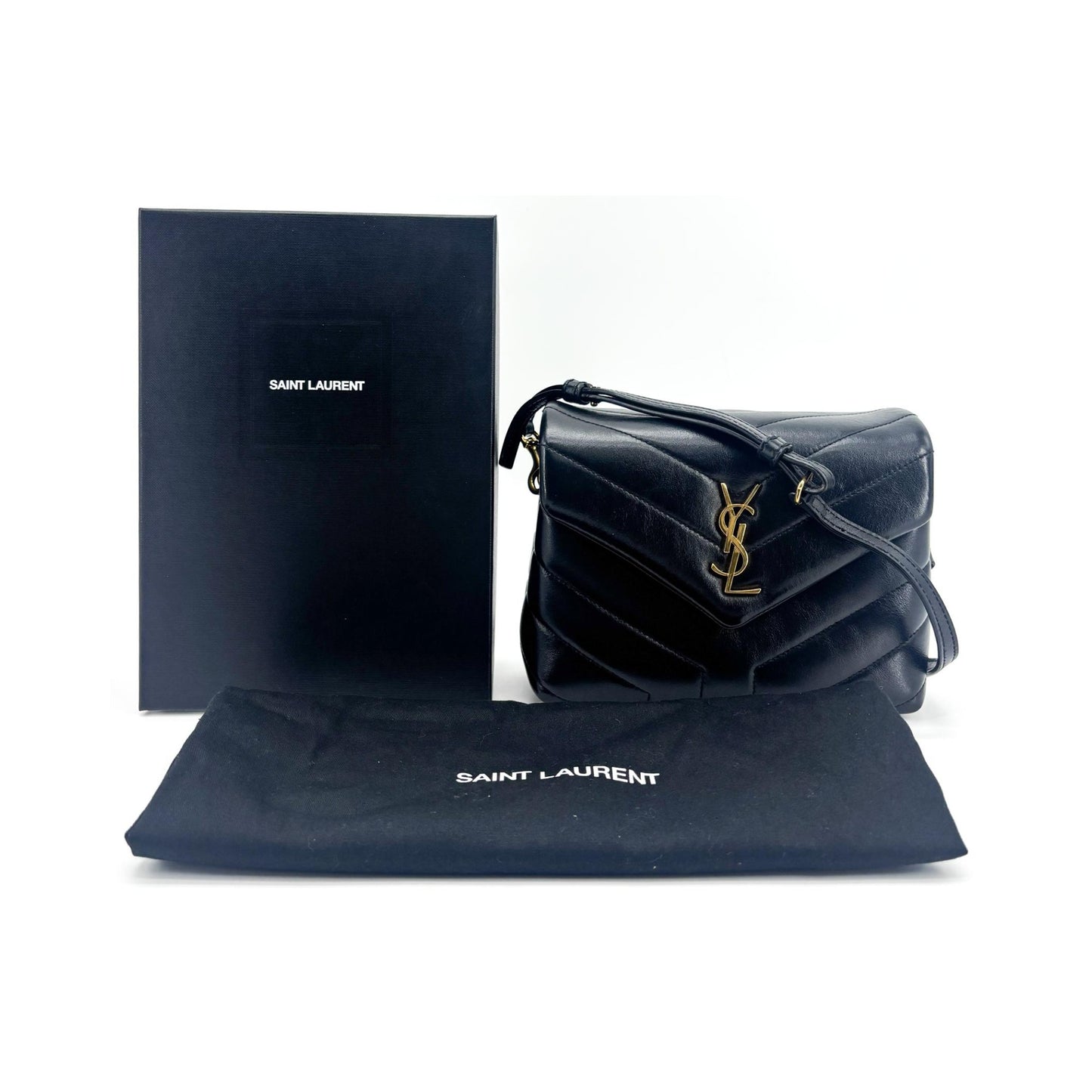 Saint Laurent LouLou Backpack Matelasse Chevron Leather, Black, Leather, Backpack