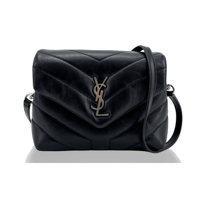 Saint Laurent Loulou Matelasse Chevron Leather, Black, Leather, Shoulder Bag