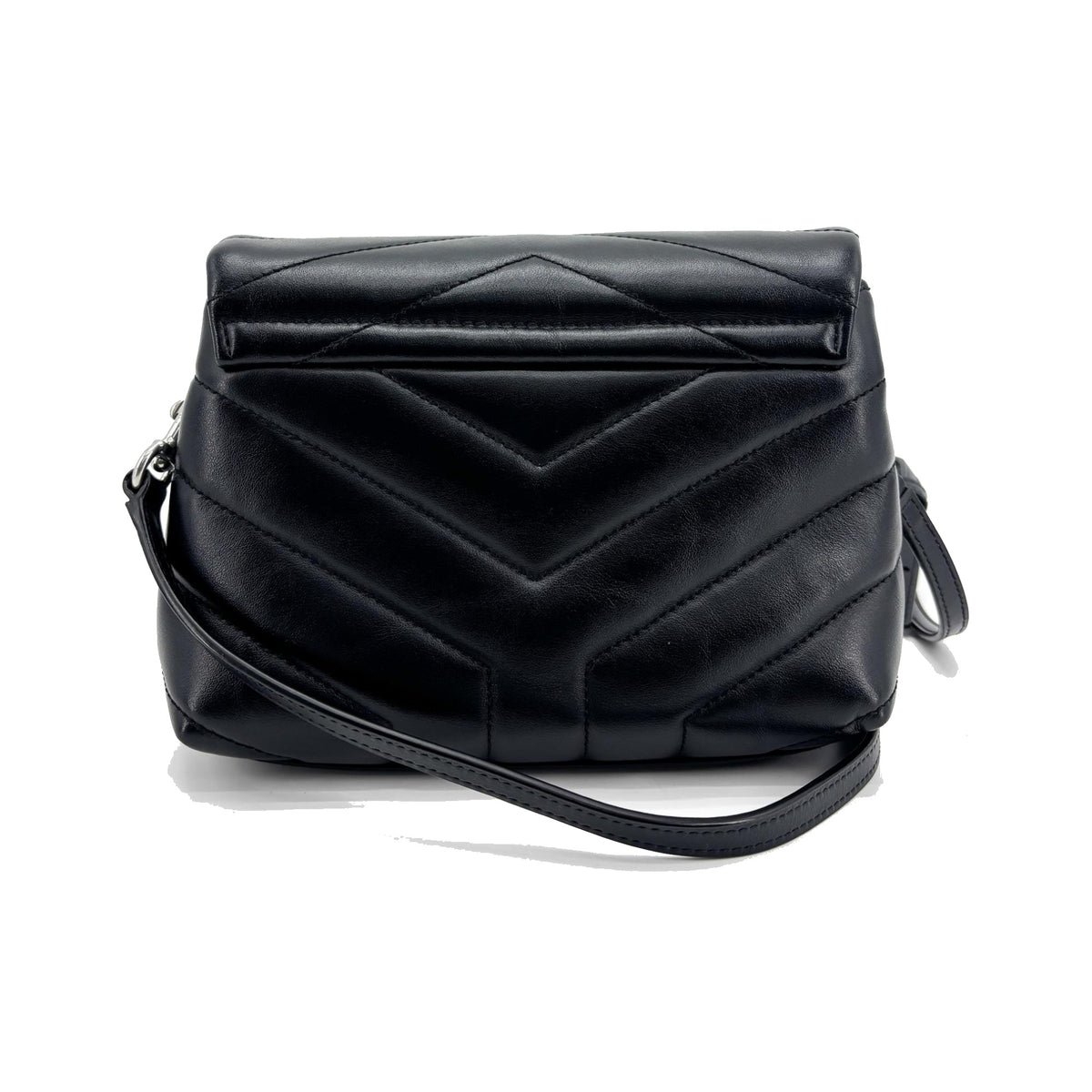 Saint Laurent Loulou Matelasse Chevron Leather, Black, Leather, Shoulder Bag
